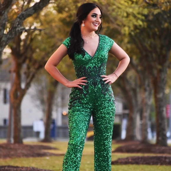 Primavera Couture Pants - Size 4 Green Privavera Jumpsuit